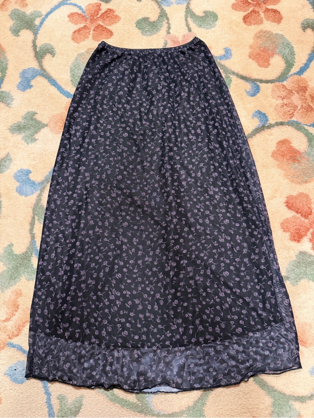 Motel Rocks Black Floral Print Maxi Skirt